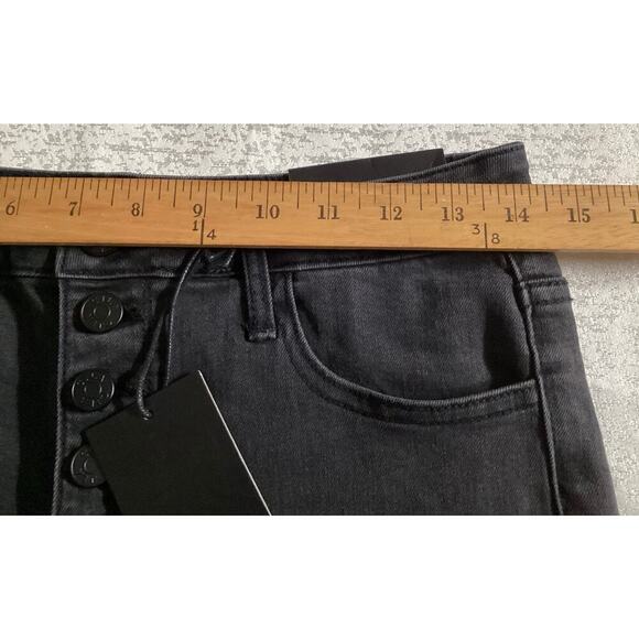 Carly Jean Los Angeles button fly black high-rise skinny jeans stretchy size 9 - Picture 6 of 6